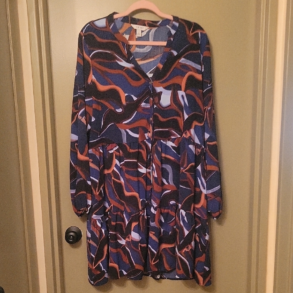 Nine West Multicolor Long Sleeve Dress